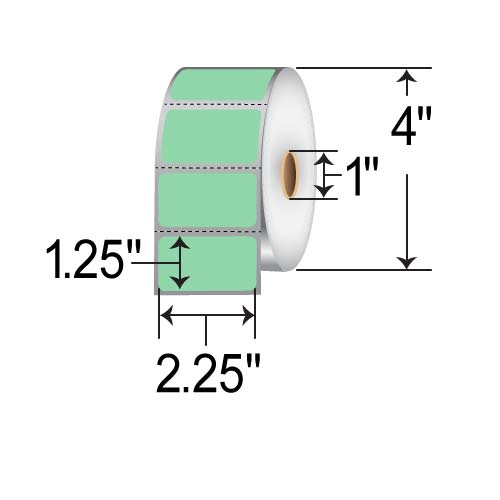 Barcodefactory 2.25x1.25  DT Label [Perforated, Green] RD-225-125-1135-GR