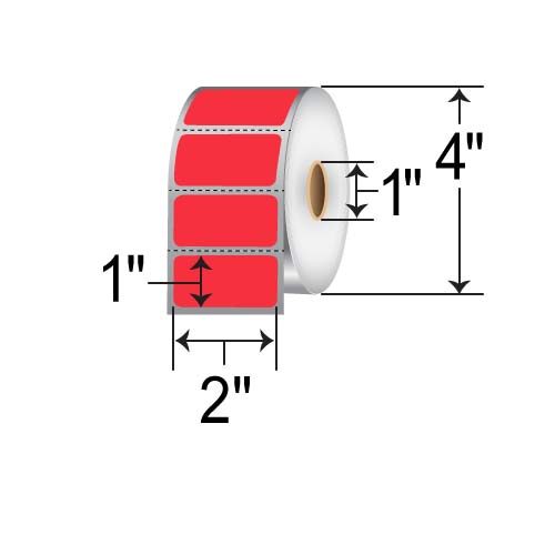 Barcodefactory 2x1  DT Label [Perforated, Red] RD-2-1-1375-RD