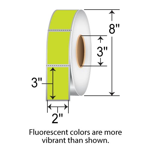 Barcodefactory 2x3  TT Label [Perforated, Fluorescent Chartreuse] FL-2-3-1900-CH