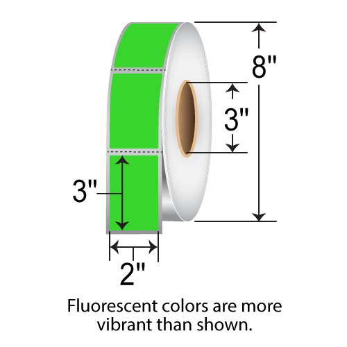 Barcodefactory 2x3  TT Label [Perforated, Fluorescent Green] FL-2-3-1900-GR
