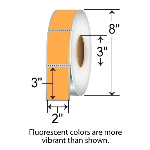 Barcodefactory 2x3  TT Label [Perforated, Fluorescent Orange] FL-2-3-1900-OR