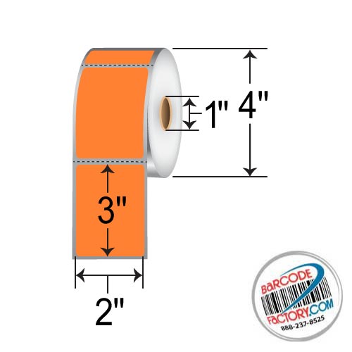 Barcodefactory 2x3  TT Label [Perforated, Orange] RFC-2-3-500-OR