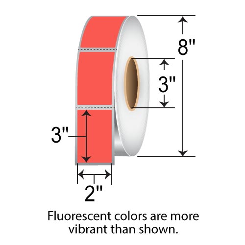 Barcodefactory 2x3  TT Label [Perforated, Fluorescent Red] FL-2-3-1900-RD