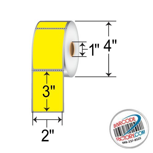 Barcodefactory 2x3  TT Label [Perforated, Yellow] RFC-2-3-500-YL