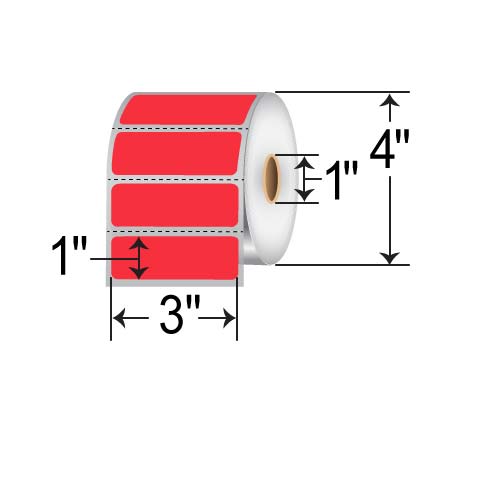 Barcodefactory 3x1  DT Label [Perforated, Red] RD-3-1-1375-RD