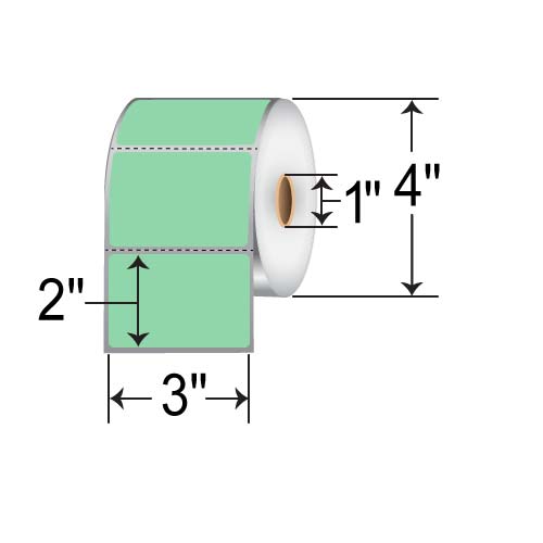 Barcodefactory 3x2  DT Label [Perforated, Green] RD-3-2-735-GR