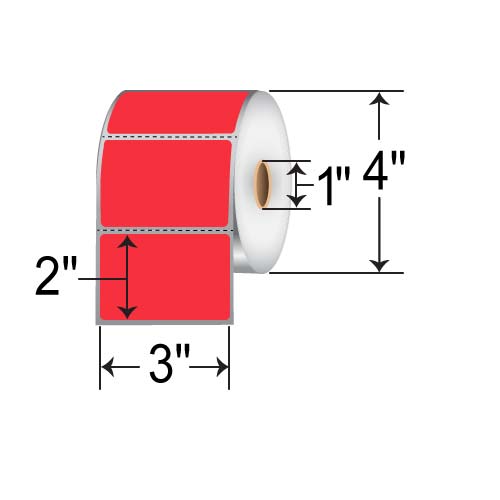 Barcodefactory 3x2  DT Label [Perforated, Red] RD-3-2-735-RD