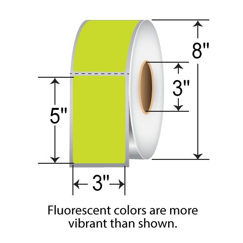 Barcodefactory 3x5  TT Label [Perforated, Fluorescent Chartreuse] FL-3-5-1200-CH