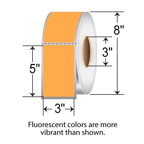 Barcodefactory 3x5  TT Label [Perforated, Fluorescent Orange] FL-3-5-1200-OR