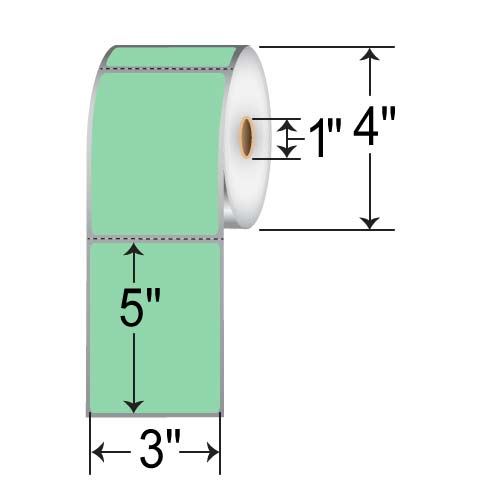 Barcodefactory 3x5  DT Label [Perforated, Green] RD-3-5-300-GR