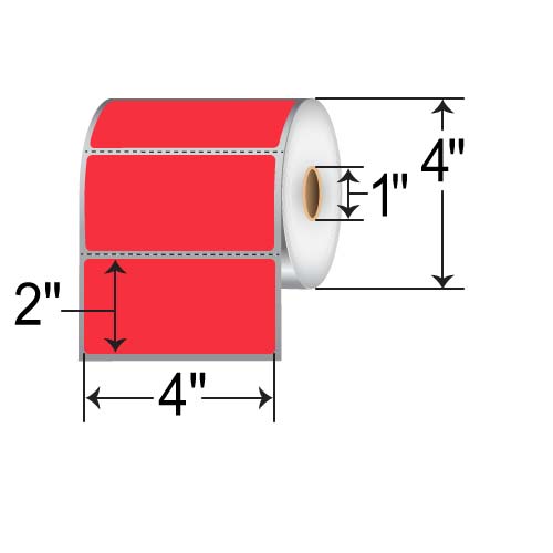 Barcodefactory 4x2  DT Label [Perforated, Red] RD-4-2-735-RD