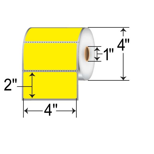 Barcodefactory 4x2  DT Label [Perforated, Yellow] RD-4-2-735-YL