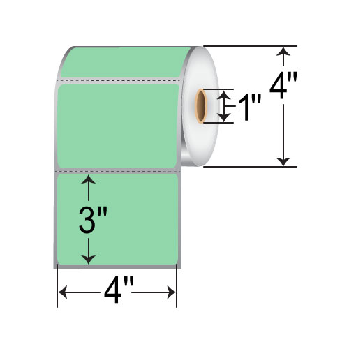 Barcodefactory 4x3  DT Label [Perforated, Green] RD-4-3-500-GR
