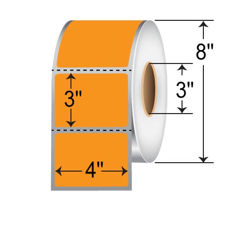 Barcodefactory 4x3  DT Label [Perforated, Orange] RD-4-3-1900-OR-B-ROLL