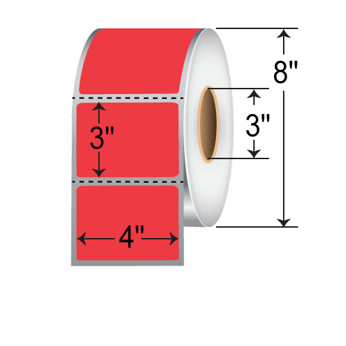 Barcodefactory 4x3  DT Label [Perforated, Red] RD-4-3-1900-RD-B