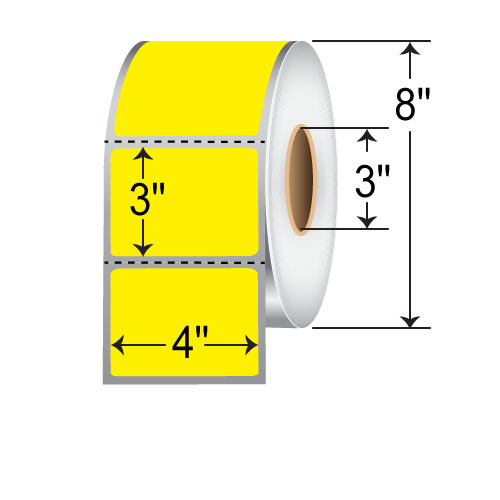 Barcodefactory 4x3  DT Label [Perforated, Yellow] RD-4-3-1900-YL-B-ROLL