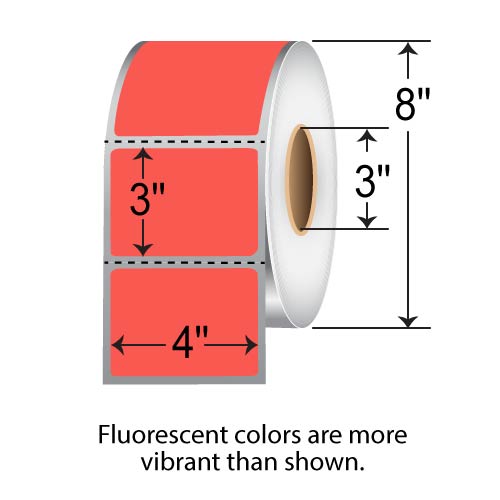 Barcodefactory 4x3  TT Label [Perforated, Fluorescent Red] FL-4-3-1900-RD