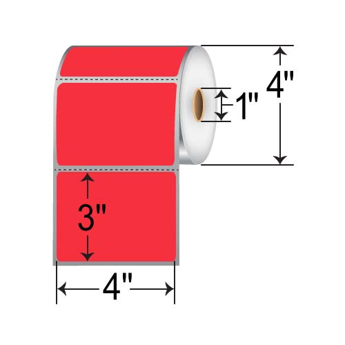 Barcodefactory 4x3  DT Label [Perforated, Red] RD-4-3-500-RD