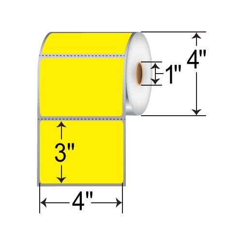 Barcodefactory 4x3  DT Label [Perforated, Yellow] RD-4-3-500-YL