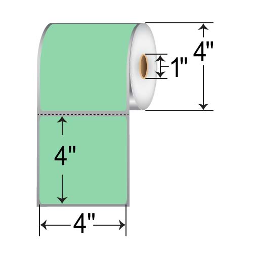 Barcodefactory 4x4  DT Label [Perforated, Green] RD-4-4-380-GR