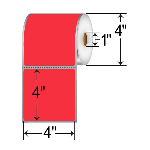 Barcodefactory 4x4  DT Label [Perforated, Red] RD-4-4-380-RD