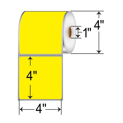 Barcodefactory 4x4  DT Label [Perforated, Yellow] RD-4-4-380-YL