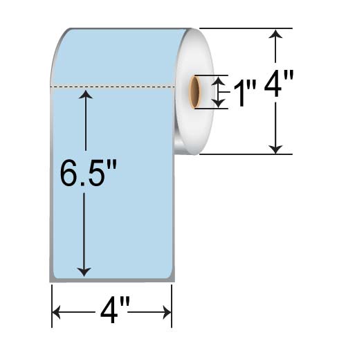 Barcodefactory 4x6.5  DT Label [Perforated, Blue] RD-4-65-230-BL