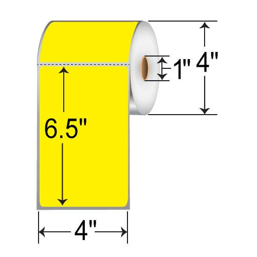 Barcodefactory 4x6.5  DT Label [Perforated, Yellow] RD-4-65-230-YL