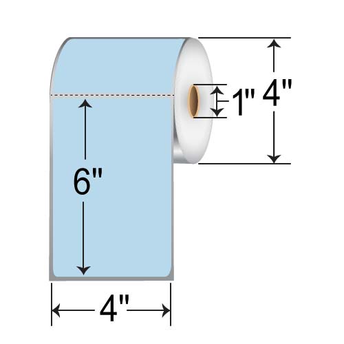 Barcodefactory 4x6  TT Label [Perforated, Blue] RFC-4-6-250-BL