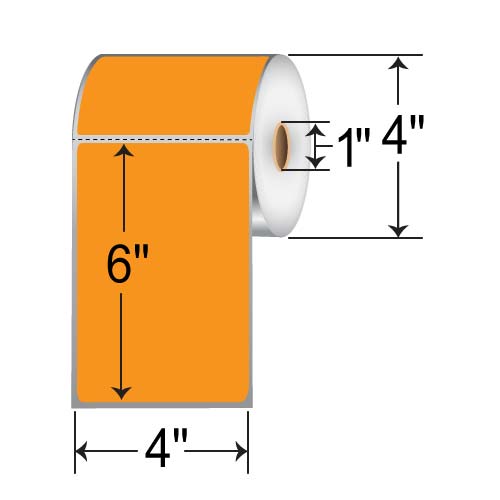 Barcodefactory 4x6  TT Label [Perforated, Orange] RFC-4-6-250-OR