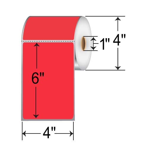 Barcodefactory 4x6  TT Label [Perforated, Red] RFC-4-6-250-RD