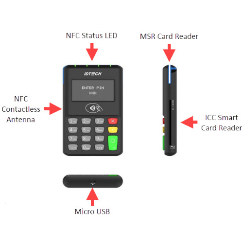 ID Tech VP3600 3-in-1 Mobile POS Pin Pad IDMR-PBT93133TEB