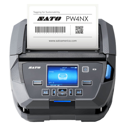 SATO PW4NX DT Printer [203dpi, WiFi, Dispenser, Battery, Linerless Platen] WWPW41001
