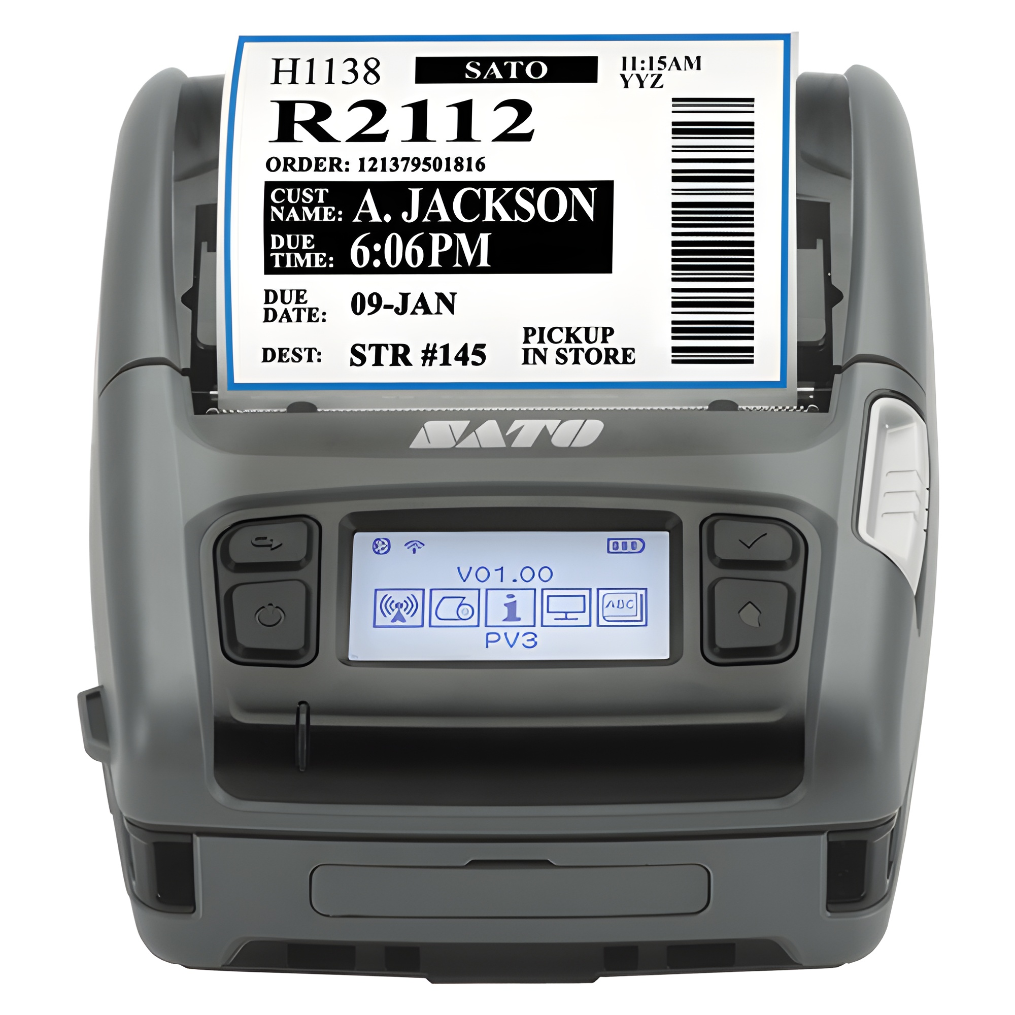 SATO PV3 DT Printer [203dpi, WiFi, Battery] WWPV31280