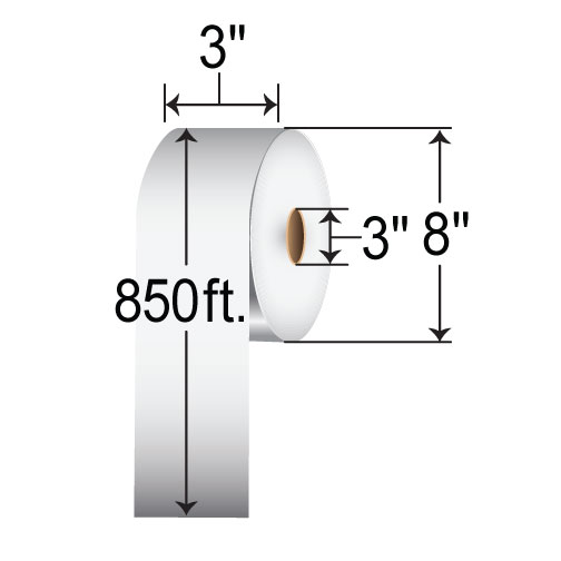 BarcodeFactory 3in x 850ft Linerless Labels [Non-Perforated] L-LL-301C