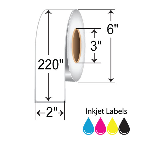 BarcodeFactory 2"x220' Continuous Inkjet Label [Non-Perforated] RIJS-2-220-1-3