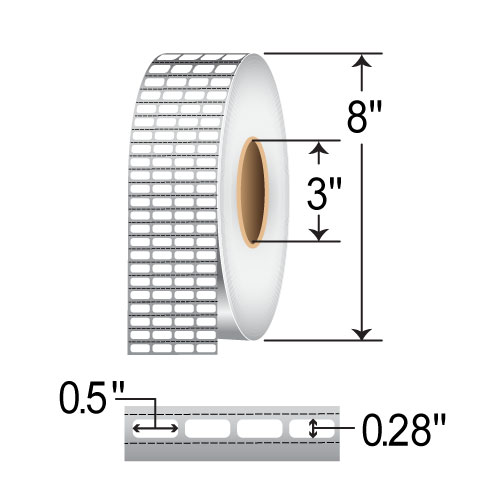 Zebra Z-Supreme 3000T 0.5x0.28 Polyimide TT Label [4up, Perforated] 10023219