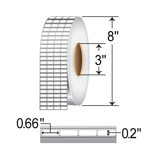 Zebra Z-Supreme 3000T 0.66x0.2 Polyimide TT Label [4up, Perforated] 10023223