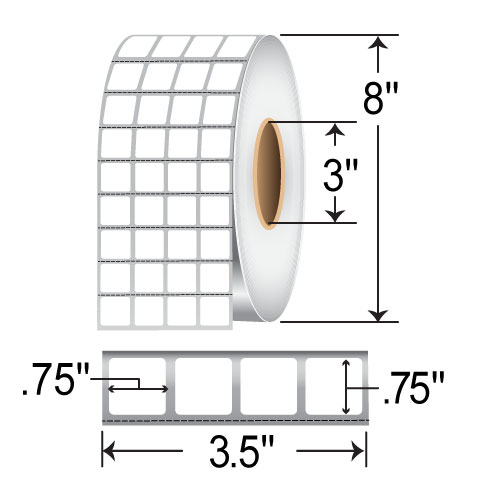 Zebra Z-Supreme 2100T 0.75x0.75 Polyimide TT Label [4up, Perforated] ZIPZST10044162