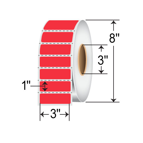 Barcodefactory 3x1  TT Label [Perforated, Red] RFC-3-1-5500-RD