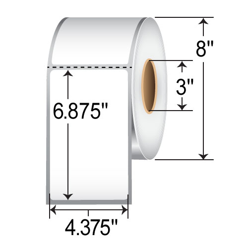 Zebra 4.375x6.875 Polypropylene DT Label [Perforated] 10006703