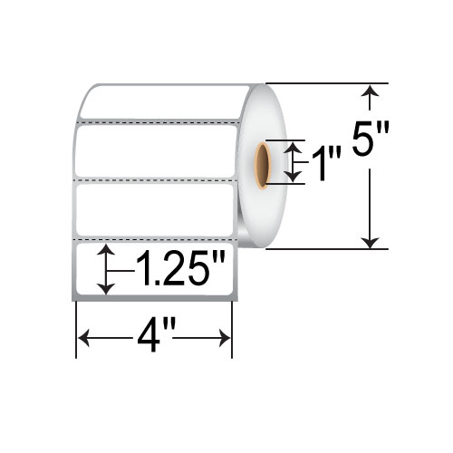 Zebra 8000D 4x1.25  DT Label [Ultra Aggressive, Perforated, Meditech Certified] 10018357