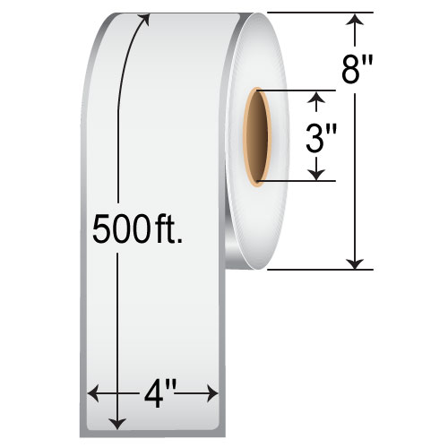 BarcodeFactory 4"x500' TT Paper Label [Non-Perforated] RT-4-500-1-3-ROLL