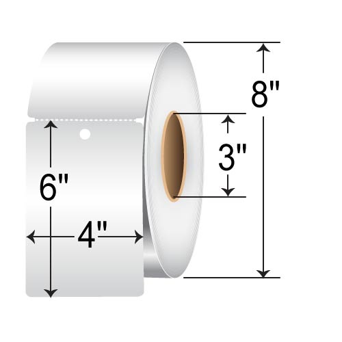 Barcodefactory 4x6  TT Tag [Perforated, Notched, Punch Hole] BAR-4-6-950-38