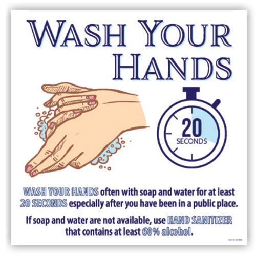 12" x 12" "Wash Your Hands" Wall Decal 1212100WG
