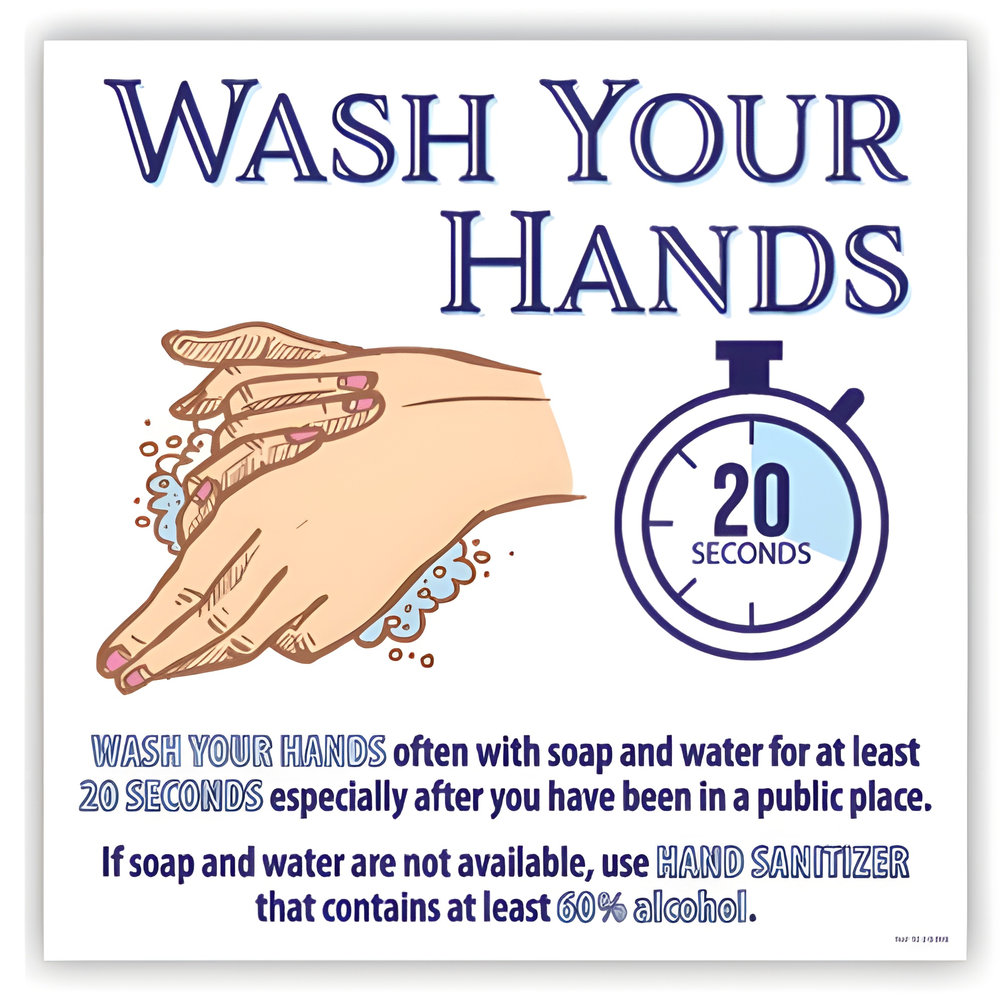 Barcodefactory 12" x 12" "Wash Your Hands" Wall Decal 1212100WG