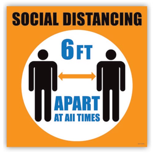 12" x 12" Social Distancing Floor Stickers 1212102H