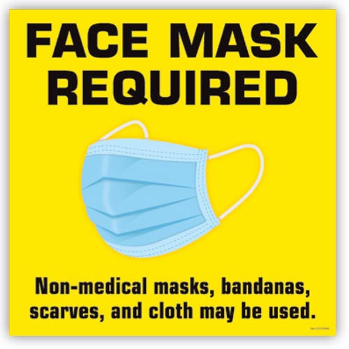 12" x 12" "Face Mask Required" Wall Decal 1212101WG