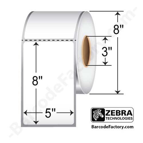 Zebra PolyPro 4000T 5x8 PolyKim/Kimdura TT Label [Perforated] 10014715