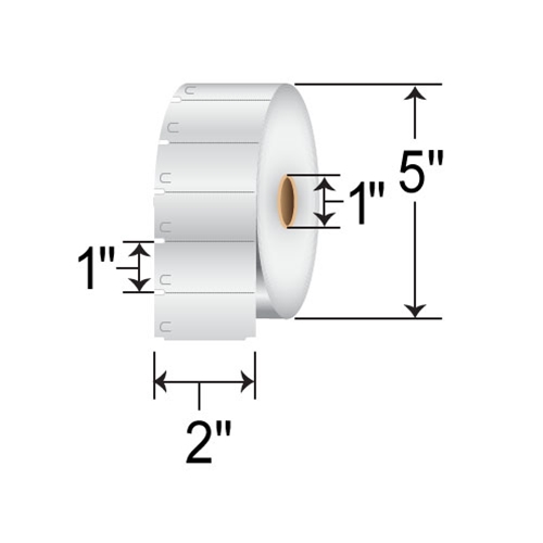 Barcodefactory 2x1 Synthetic TT Label [Perforated, Horseshoe Hole, Notched] BAR-PT-2-1-2000-1